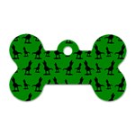 Dinos on a green background Dog Tag Bone (Two Sides) Front