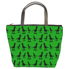 Dinos on a green background Bucket Bag