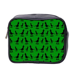 Dinos on a green background Mini Toiletries Bag (Two Sides)