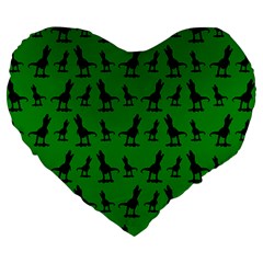 Dinos on a green background Large 19  Premium Heart Shape Cushions