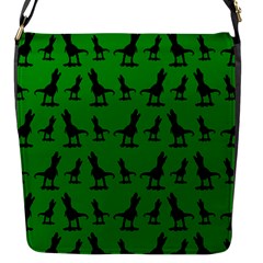 Dinos on a green background Flap Closure Messenger Bag (S)