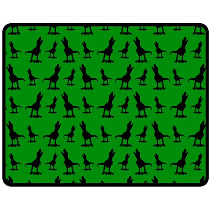 Dinos on a green background Two Sides Fleece Blanket (Medium)