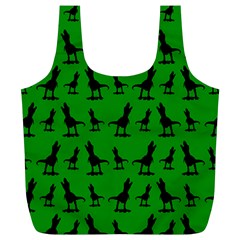 Dinos on a green background Full Print Recycle Bag (XL)