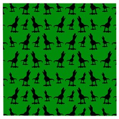 Dinos On A Green Background Wooden Puzzle Square