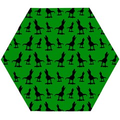 Dinos On A Green Background Wooden Puzzle Hexagon