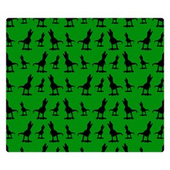 Dinos on a green background Premium Plush Fleece Blanket (Small)