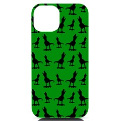 Dinos on a green background iPhone 14 Black UV Print Case