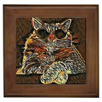 Cats Are Cooler cat in glasses Framed Tile Front