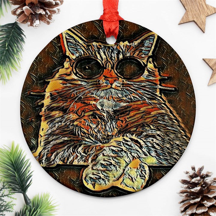 Cats Are Cooler cat in glasses Ornament (Round)