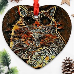 Cats Are Cooler Cat In Glasses Ornament (heart)