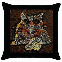 Cats Are Cooler Cat In Glasses Throw Pillow Case (black) by ConteMonfrey