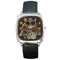 Cats Are Cooler cat in glasses Square Metal Watch