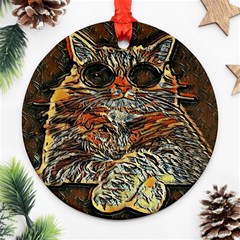 Cats Are Cooler Cat In Glasses Round Ornament (two Sides)