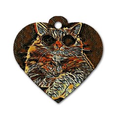 Cats Are Cooler Cat In Glasses Dog Tag Heart (one Side) by ConteMonfrey