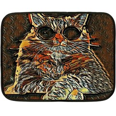 Cats Are Cooler cat in glasses Fleece Blanket (Mini)