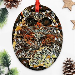 Cats Are Cooler Cat In Glasses Oval Filigree Ornament (two Sides)