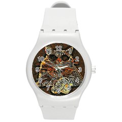 Cats Are Cooler Cat In Glasses Round Plastic Sport Watch (m) by ConteMonfrey