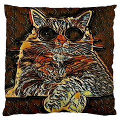 Cats Are Cooler Cat In Glasses Large Cushion Case (one Side) by ConteMonfrey