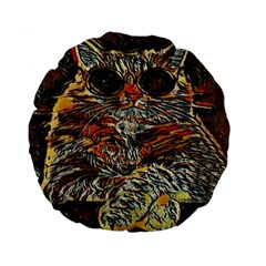 Cats Are Cooler Cat In Glasses Standard 15  Premium Round Cushions by ConteMonfrey