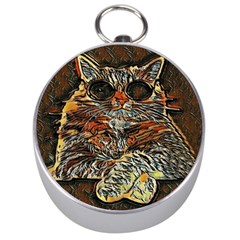 Cats Are Cooler cat in glasses Silver Compasses