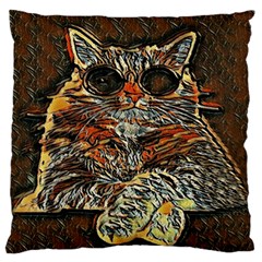 Cats Are Cooler Cat In Glasses Standard Premium Plush Fleece Cushion Case (one Side) by ConteMonfrey