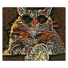 Cats Are Cooler cat in glasses Two Sides Premium Plush Fleece Blanket (Kids Size)