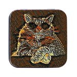 Cats Are Cooler cat in glasses Square Metal Box (Black) Front