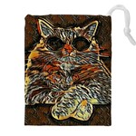 Cats Are Cooler cat in glasses Drawstring Pouch (5XL) Front