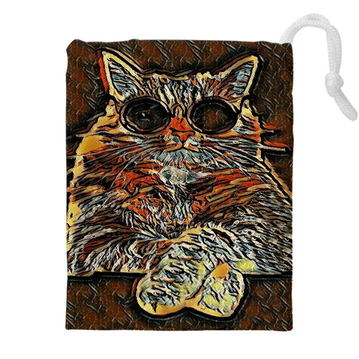 Cats Are Cooler cat in glasses Drawstring Pouch (5XL)