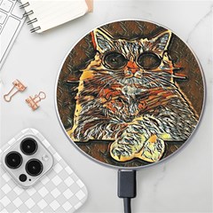 Cats Are Cooler cat in glasses Wireless Fast Charger(White)