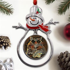 Cats Are Cooler Cat In Glasses Metal Snowman Ornament by ConteMonfrey