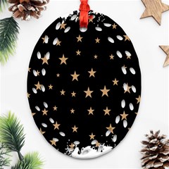 Little Stars Pattern Oval Filigree Ornament (two Sides)