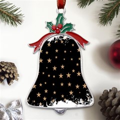 Little Stars Pattern Metal Holly Leaf Bell Ornament by ConteMonfrey