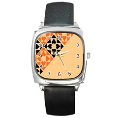 Aesthetic Hearts Square Metal Watch by ConteMonfrey