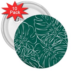 Tropical Green Monstera  3  Buttons (10 Pack)  by ConteMonfrey