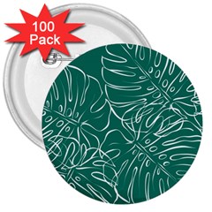 Tropical Green Monstera  3  Buttons (100 Pack)  by ConteMonfrey