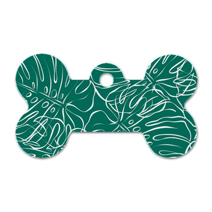 Tropical Green Monstera  Dog Tag Bone (Two Sides)