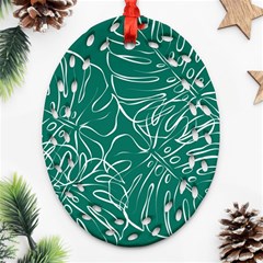 Tropical Green Monstera  Ornament (oval Filigree)