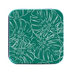 Tropical Green Monstera  Square Metal Box (black)