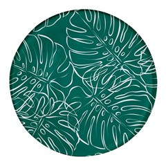 Tropical Green Monstera  Round Glass Fridge Magnet (4 Pack) by ConteMonfrey