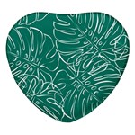 Tropical Green Monstera  Heart Glass Fridge Magnet (4 pack) Front