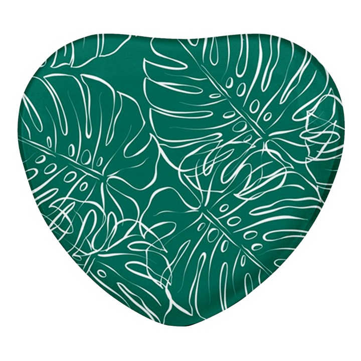 Tropical Green Monstera  Heart Glass Fridge Magnet (4 pack)