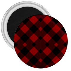 Red Diagonal Plaid Big 3  Magnets by ConteMonfrey