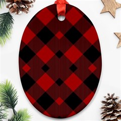 Red Diagonal Plaid Big Ornament (oval)