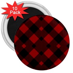 Red Diagonal Plaid Big 3  Magnets (10 Pack)  by ConteMonfrey