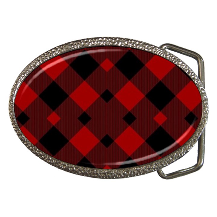 Red Diagonal Plaid Big Belt Buckles