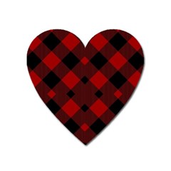 Red Diagonal Plaid Big Heart Magnet by ConteMonfrey