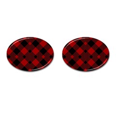 Red Diagonal Plaid Big Cufflinks (oval) by ConteMonfrey