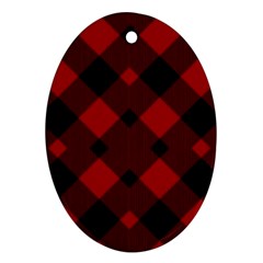 Red Diagonal Plaid Big Oval Ornament (two Sides) by ConteMonfrey