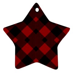 Red Diagonal Plaid Big Star Ornament (two Sides) by ConteMonfrey